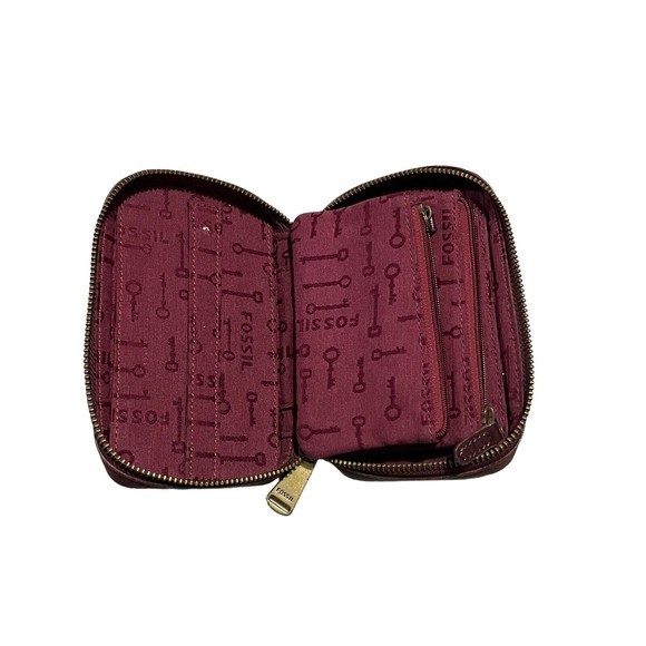 FOSSIL Long Live Vintage Leather Maroon Clutch Wallet‎ - Picture 5 of 9